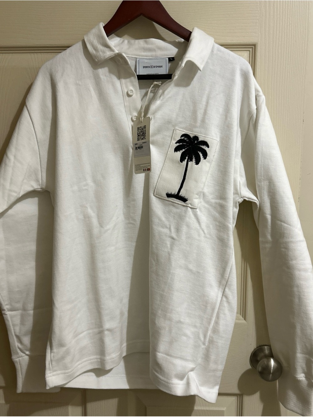 Sports D'epoque Rugby White With Palm Tree Shirt Men’s Large NWT